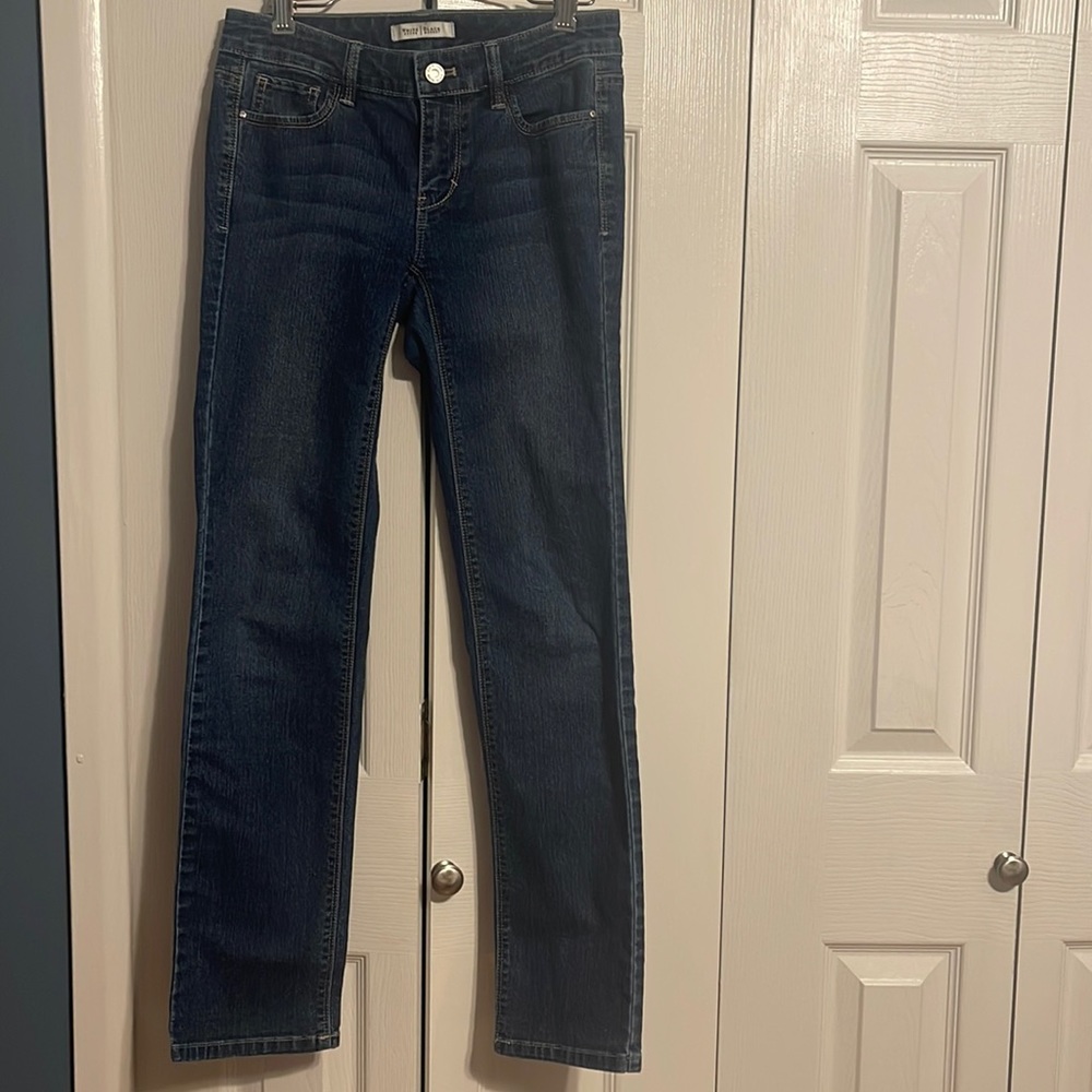 White House Black Market Stretch Low Rise Blanc Slim Leg Denim Jeans size 00